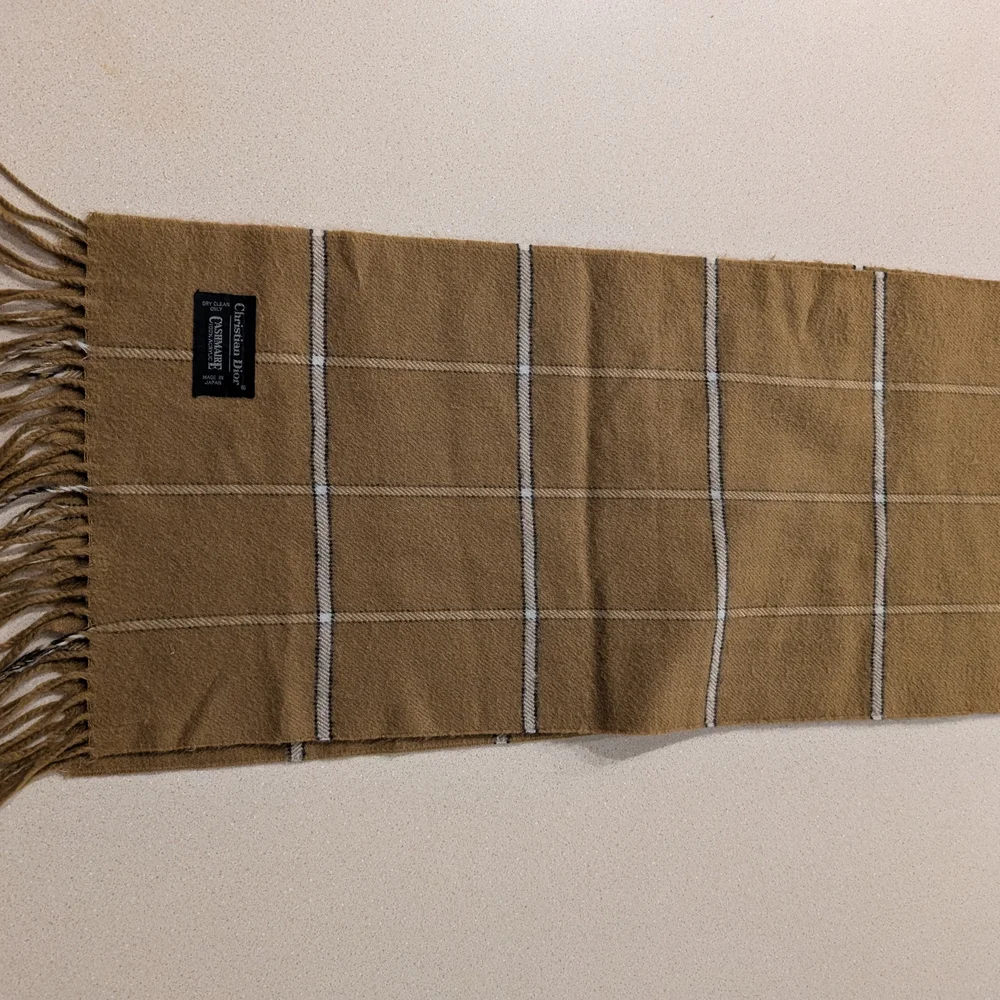 Dior Tan Plaid Scarf